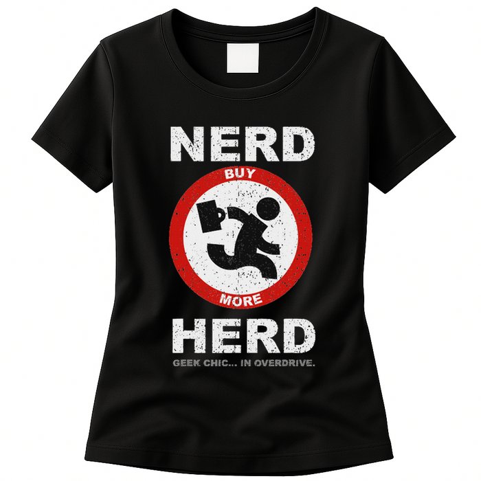 Vintage Nerd Herd Geek Chic In Overdrive Womens T-Shirt