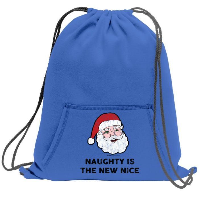 Vintage Naughty Is The New Nice Santa Christmas Design Gift Sweatshirt Cinch Pack Bag