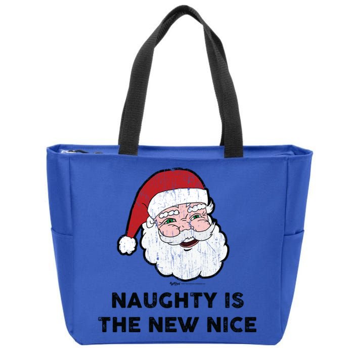 Vintage Naughty Is The New Nice Santa Christmas Design Gift Zip Tote Bag