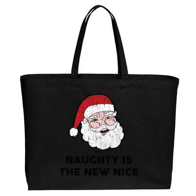 Vintage Naughty Is The New Nice Santa Christmas Design Gift Cotton Canvas Jumbo Tote