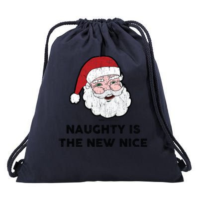 Vintage Naughty Is The New Nice Santa Christmas Design Gift Drawstring Bag