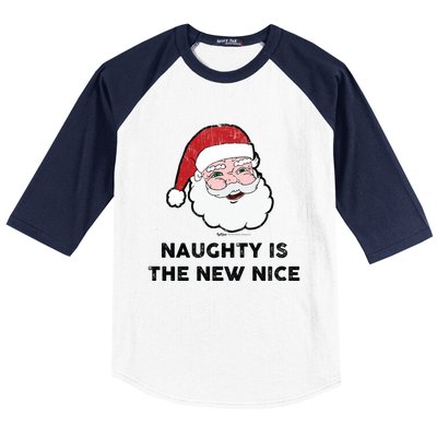 Vintage Naughty Is The New Nice Santa Christmas Design Gift Baseball Sleeve Shirt