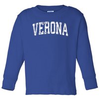 Verona New Jersey NJ Vintage Athletic Sports Design  Toddler Long Sleeve Shirt