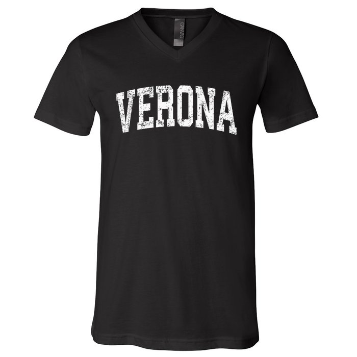 Verona New Jersey NJ Vintage Athletic Sports V-Neck T-Shirt