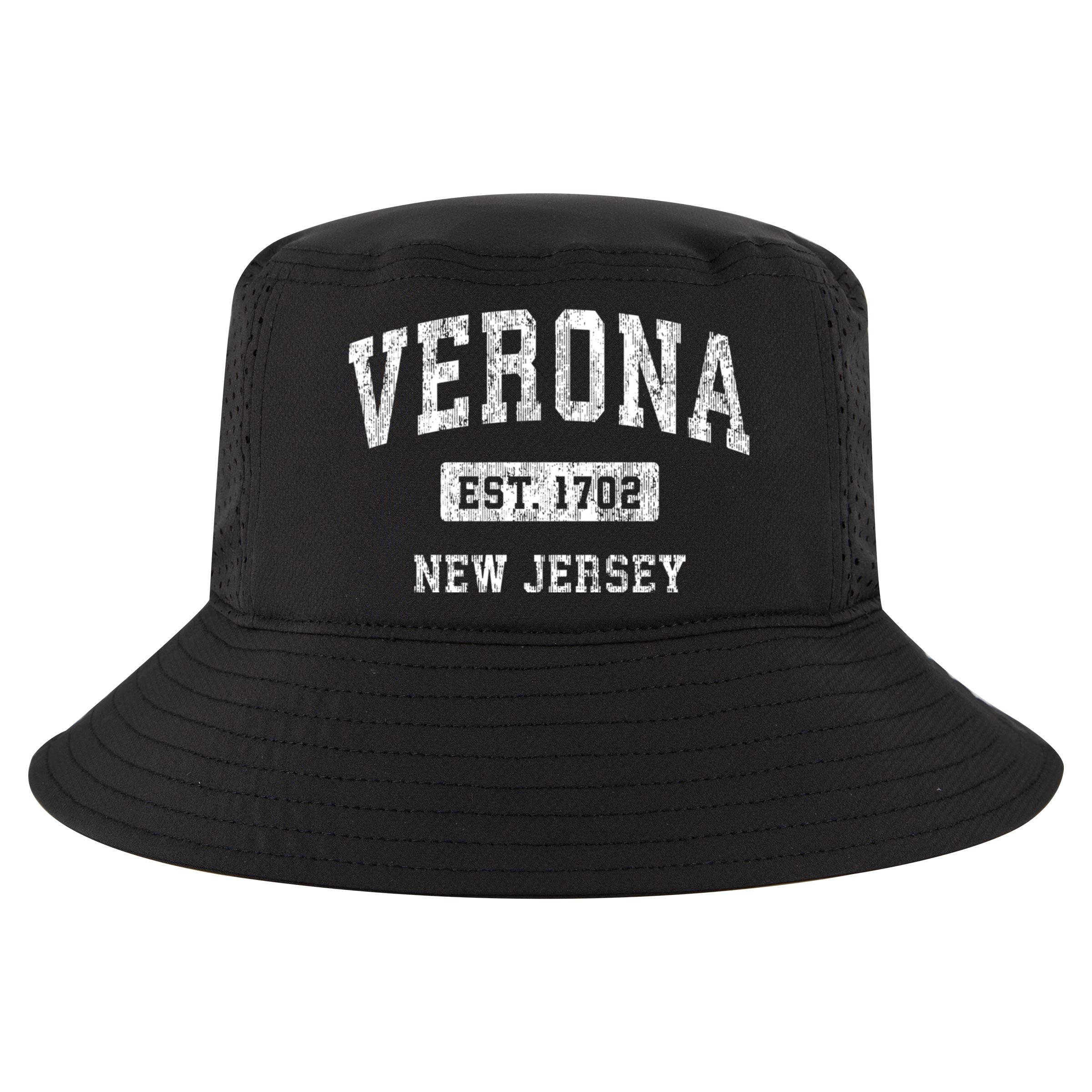 Verona New Jersey Nj Vintage Established Sports Design Cool Comfort Performance Bucket Hat