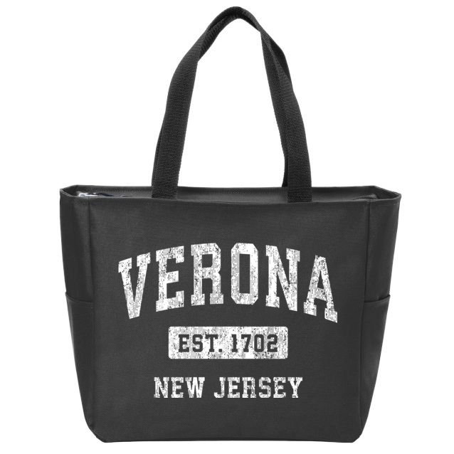 Verona New Jersey Nj Vintage Established Sports Design Zip Tote Bag