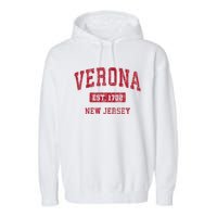 Verona New Jersey Nj Vintage Sports Garment-Dyed Fleece Hoodie