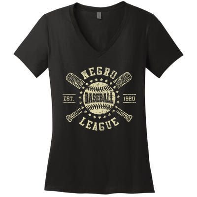 Vintage Negro League Baseball Black History Month Women's V-Neck T-Shirt