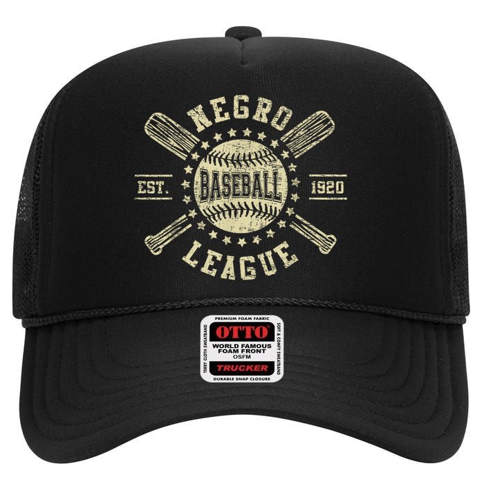 Vintage Negro League Baseball Black History Month High Crown Mesh Back Trucker Hat