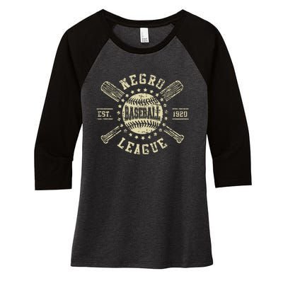 Vintage Negro League Baseball Black History Month Women's Tri-Blend 3/4-Sleeve Raglan Shirt