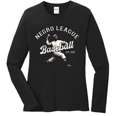 Vintage Negro League Baseball Black History Month Ladies Long Sleeve Shirt