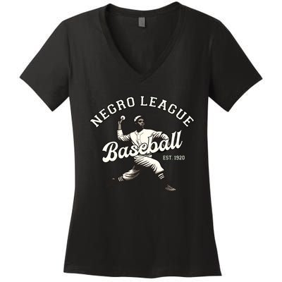 Vintage Negro League Baseball Black History Month Women's V-Neck T-Shirt