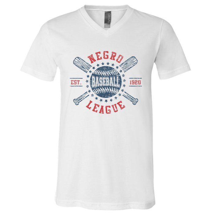 Vintage Negro League Baseball Black History Month V-Neck T-Shirt