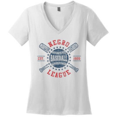 Vintage Negro League Baseball Black History Month Women's V-Neck T-Shirt