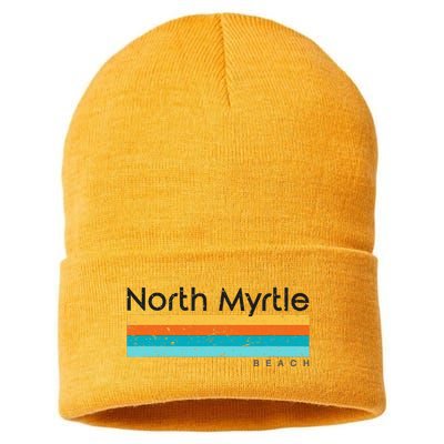 Vintage North Myrtle Beach Sc South Carolina Retro Design Sustainable Knit Beanie