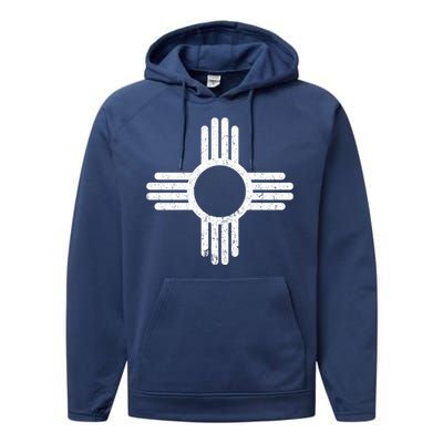 Vintage New Mexico Flag Symbol Performance Fleece Hoodie