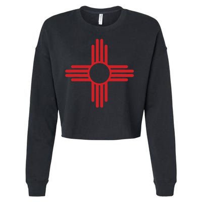 Vintage New Mexico Flag Zia Sun Retro Distressed Cropped Pullover Crew