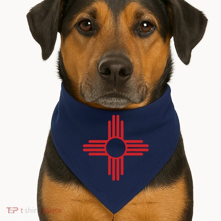 Vintage New Mexico Flag Zia Sun Retro Distressed USA-Made Doggie Bandana