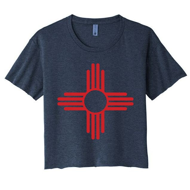 Vintage New Mexico Flag Zia Sun Retro Distressed Crop Top