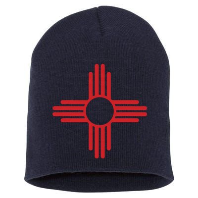 Vintage New Mexico Flag Zia Sun Retro Distressed Short Acrylic Beanie