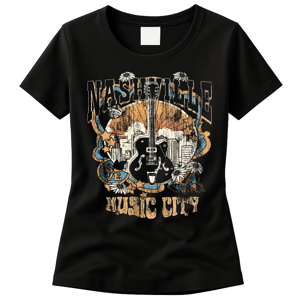 Vintage Nashville Music City Tennessee Womens T-Shirt