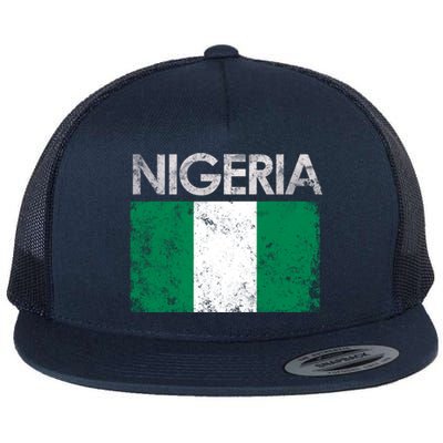 Vintage Nigeria Nigerian Flag Pride Gift Flat Bill Trucker Hat