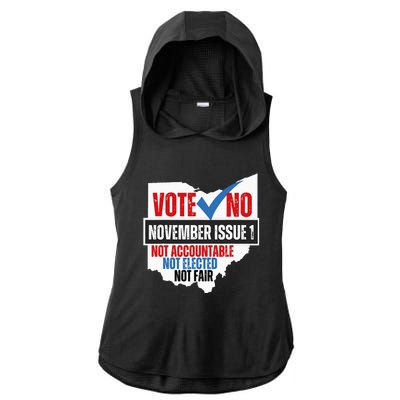 Vote No November Issue 1 Not Accountable Not Elected Not Fair Ladies PosiCharge Tri-Blend Wicking Draft Hoodie Tank