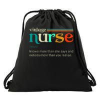 Vintage Nurse Noun Definition Knows More Than She Says Funny Drawstring Bag