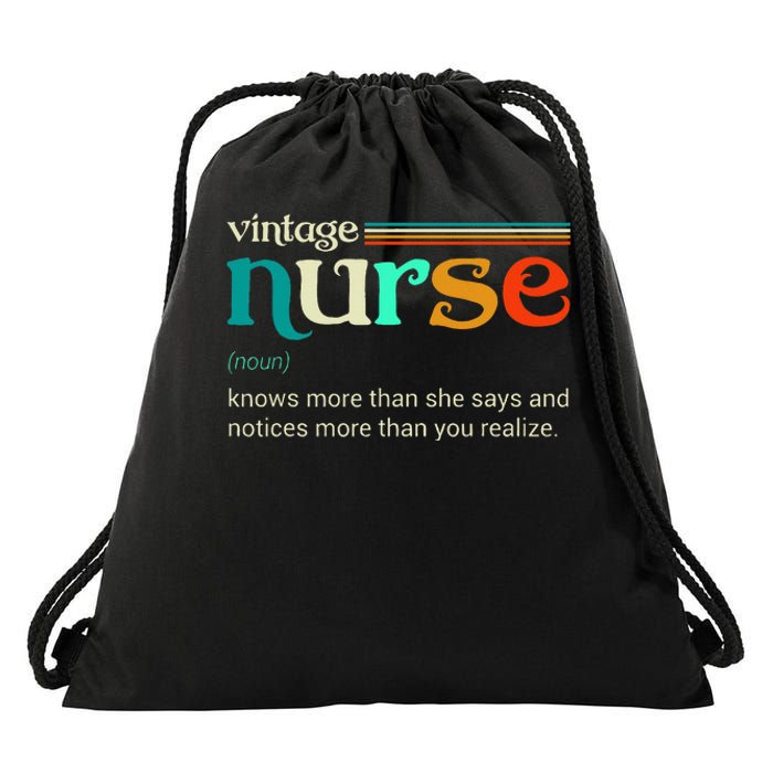 Vintage Nurse Noun Definition Knows More Than She Says Funny Drawstring Bag