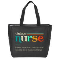 Vintage Nurse Noun Definition Knows More Than She Says Funny Zip Tote Bag