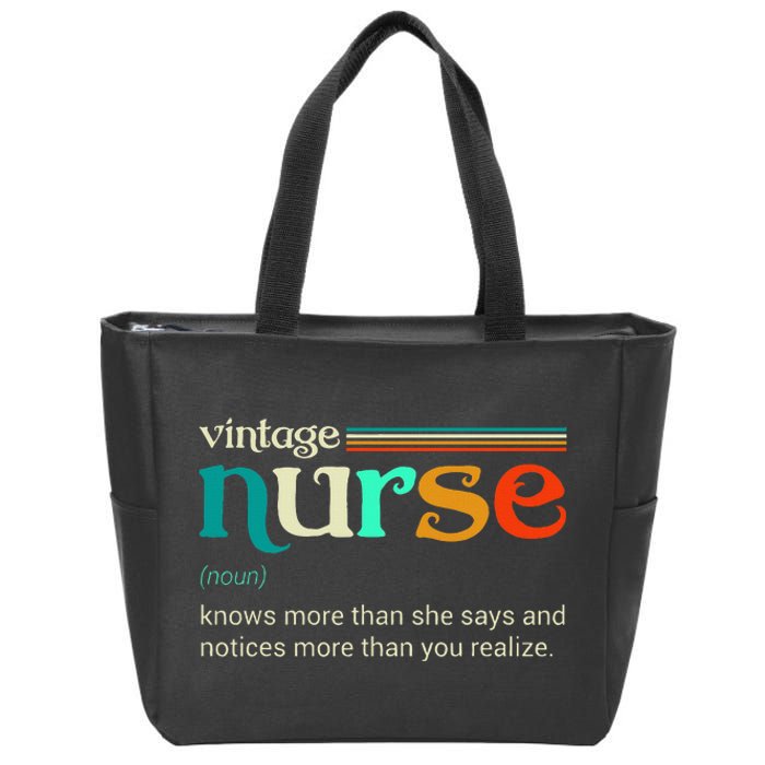 Vintage Nurse Noun Definition Knows More Than She Says Funny Zip Tote Bag