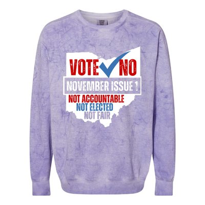 Vote No November Issue 1 Not Accountable Not Elected Not Fair Colorblast Crewneck Sweatshirt