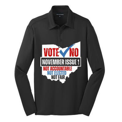 Vote No November Issue 1 Not Accountable Not Elected Not Fair Silk Touch Performance Long Sleeve Polo