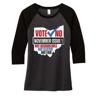 Vote No November Issue 1 Not Accountable Women's Tri-Blend 3/4-Sleeve Raglan Shirt