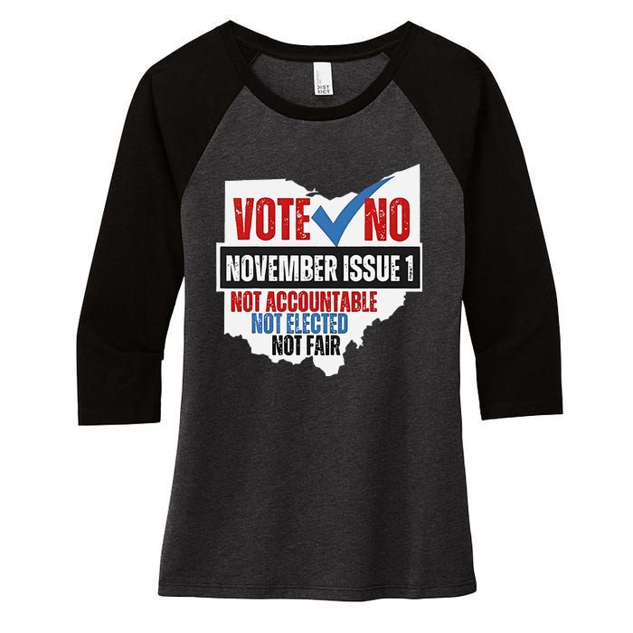 Vote No November Issue 1 Not Accountable Women's Tri-Blend 3/4-Sleeve Raglan Shirt