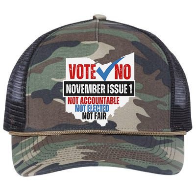 Vote No November Issue 1 Not Accountable Retro Rope Trucker Hat Cap