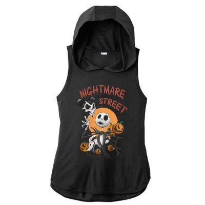 Vintage Nightmare On Main Street Halloween Ladies PosiCharge Tri-Blend Wicking Draft Hoodie Tank