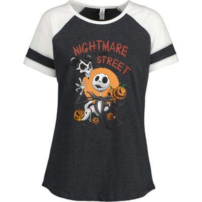 Vintage Nightmare On Main Street Halloween Enza Ladies Jersey Colorblock Tee