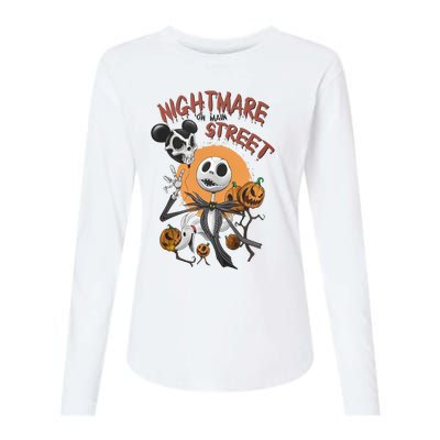 Vintage Nightmare On Main Street Halloween Womens Cotton Relaxed Long Sleeve T-Shirt