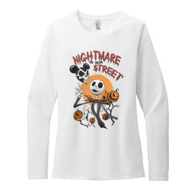 Vintage Nightmare On Main Street Halloween Womens CVC Long Sleeve Shirt