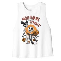 Vintage Nightmare On Main Street Halloween Women's Racerback Cropped Tank