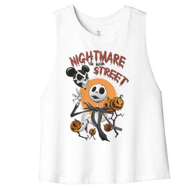 Vintage Nightmare On Main Street Halloween Women's Racerback Cropped Tank