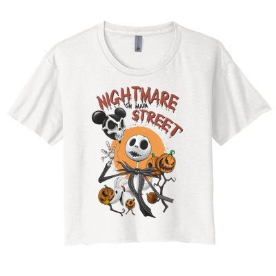 Vintage Nightmare On Main Street Halloween Women's Crop Top Tee