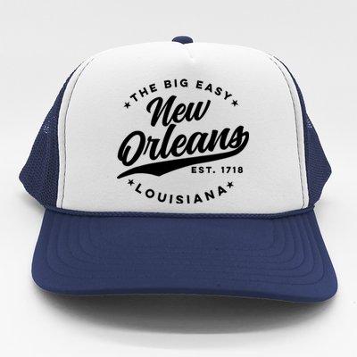 Vintage New Orleans Louisiana The Big Easy Black Text Trucker Hat