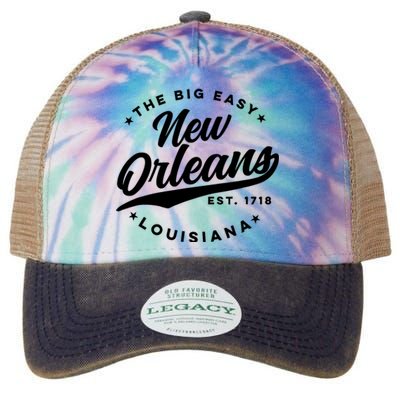 Vintage New Orleans Louisiana The Big Easy Black Text Legacy Tie Dye Trucker Hat