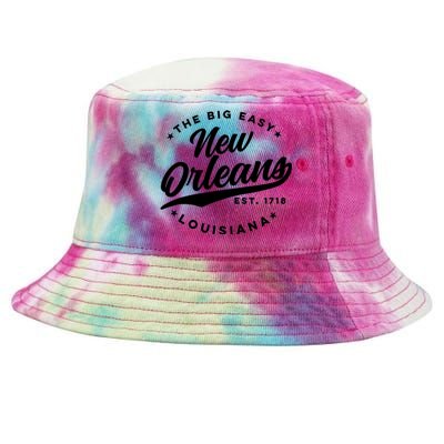 Vintage New Orleans Louisiana The Big Easy Black Text Tie-Dyed Bucket Hat