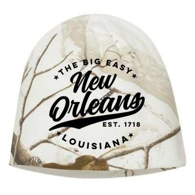 Vintage New Orleans Louisiana The Big Easy Black Text Kati - Camo Knit Beanie