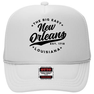 Vintage New Orleans Louisiana The Big Easy Black Text High Crown Mesh Back Trucker Hat