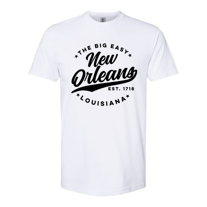 Vintage New Orleans Louisiana The Big Easy Black Text Softstyle CVC T-Shirt