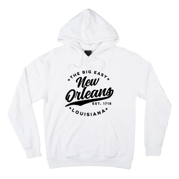 Vintage New Orleans Louisiana The Big Easy Black Text Hoodie